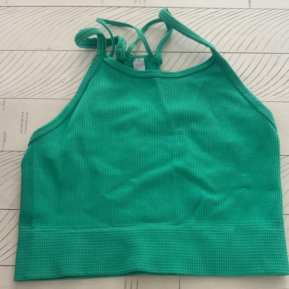 Green Ribbed Women's Top